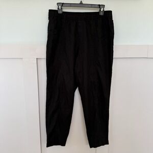Old Navy High Rise Straight Ankle Pants Women's MED Black Linen Blend Pockets
